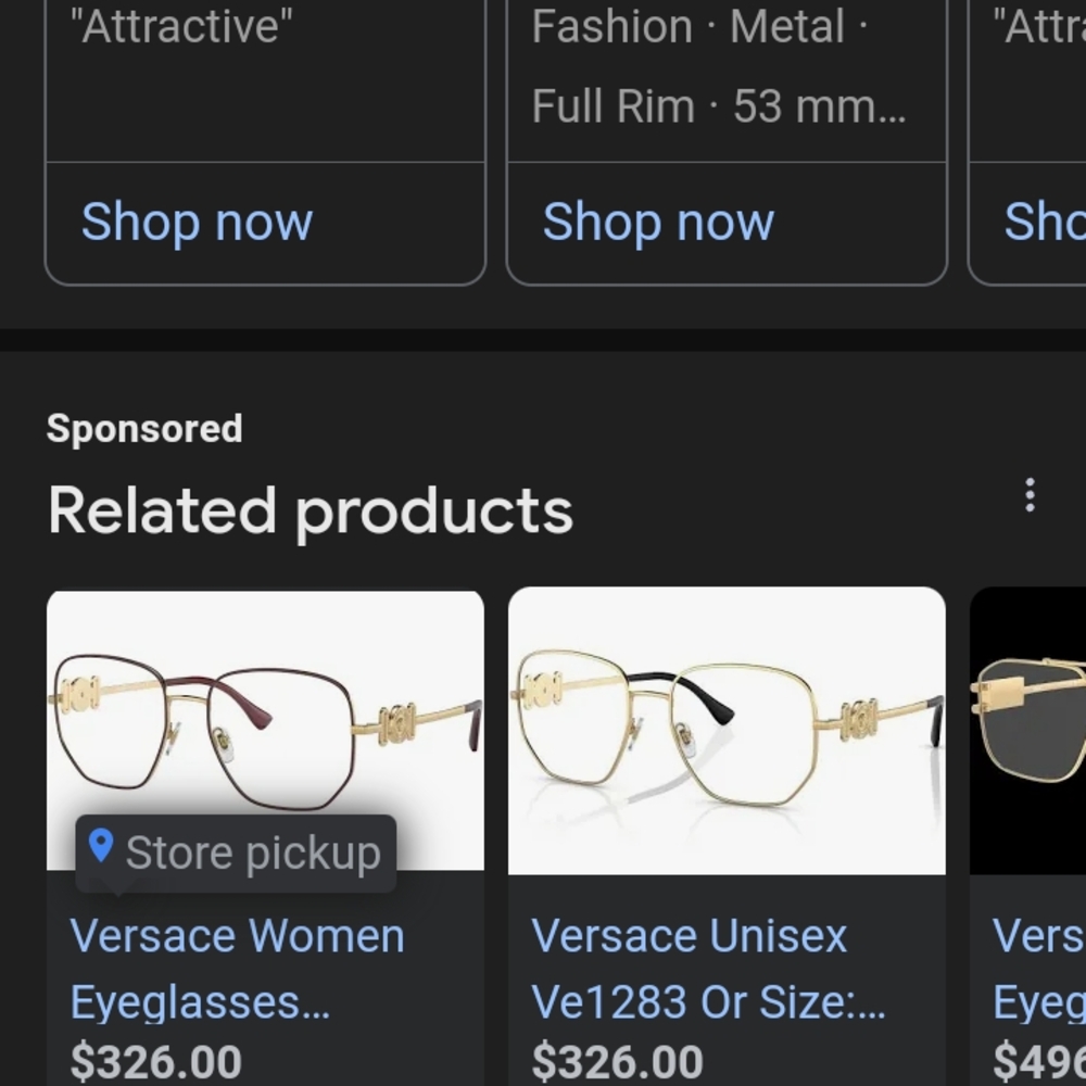 Versace Unisex Gold Eyeglasses
